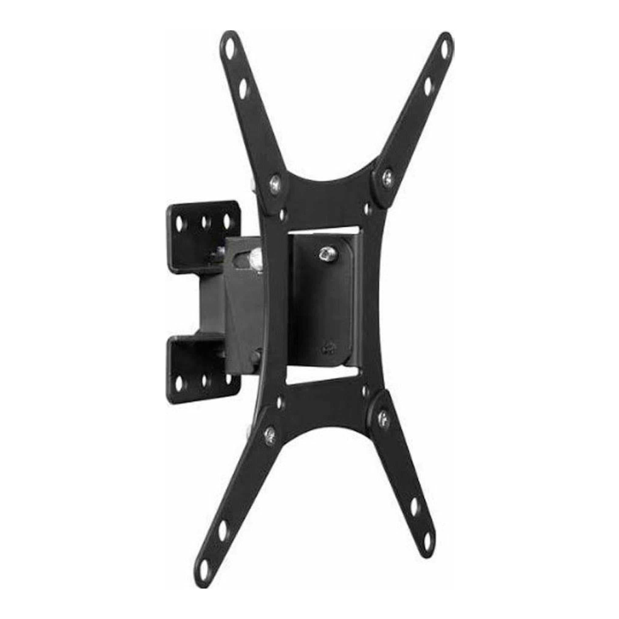 Soporte de pared para TV Vivanco WM 3215, negro, visto de frente en ángulo.