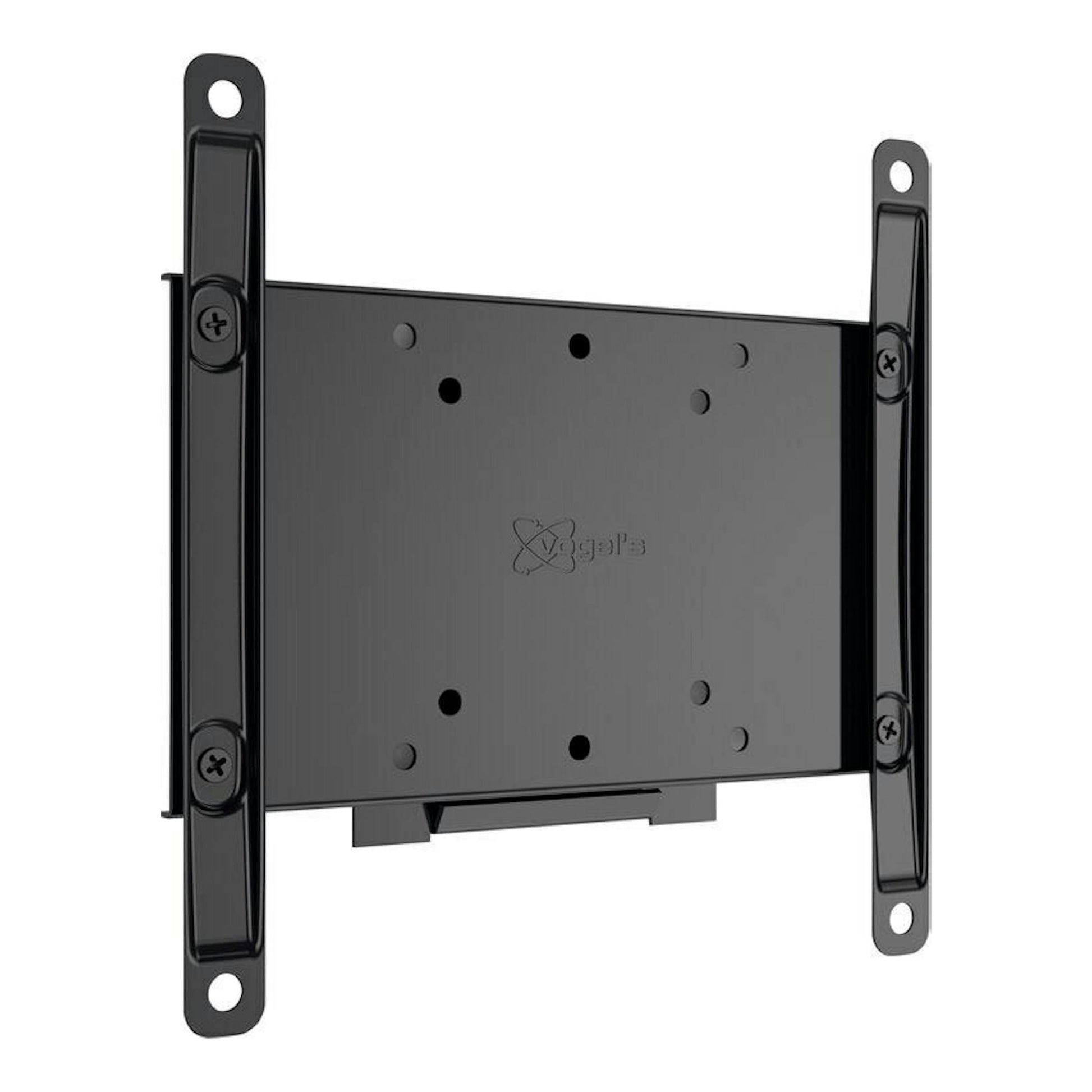 Soporte de pared para TV Vogels MA2000, negro, vista frontal con dos rieles verticales.