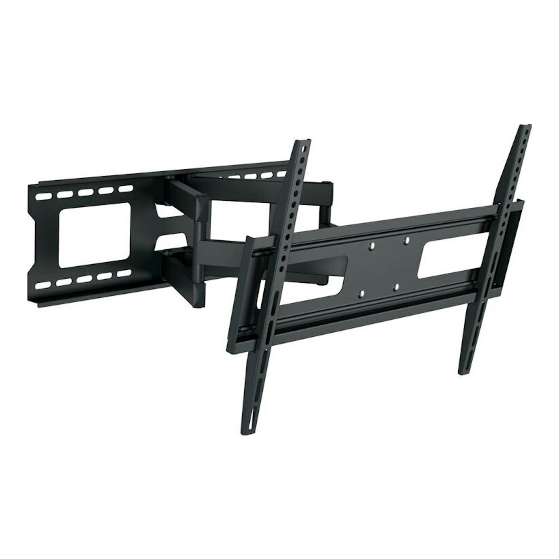 Soporte TV Vogels MA4040 negro, articulado y abatible, visto en perspectiva lateral sobre fondo blanco.