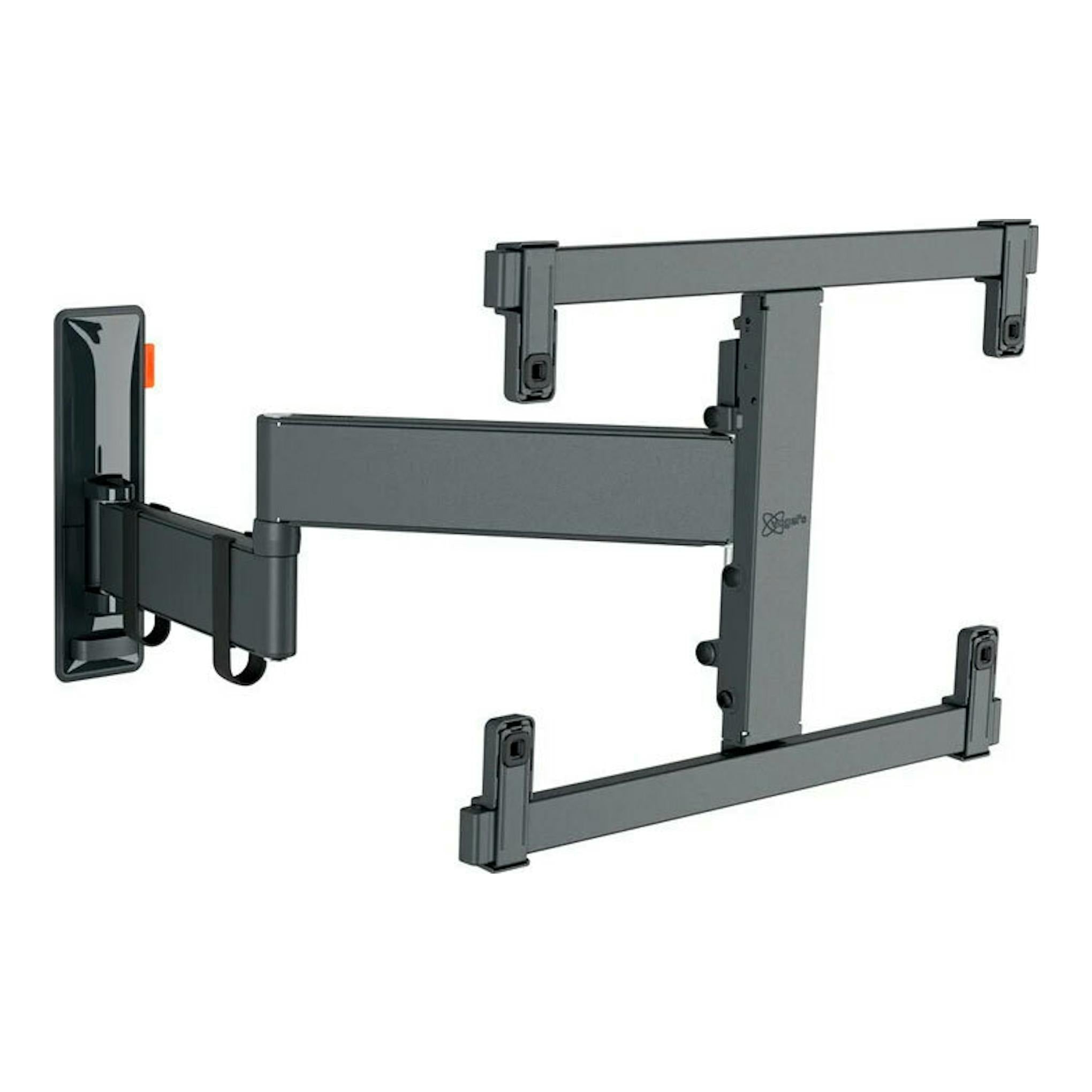 Soporte de pared para TV Vogels TVM 3463 negro, brazo articulado, vista frontal.