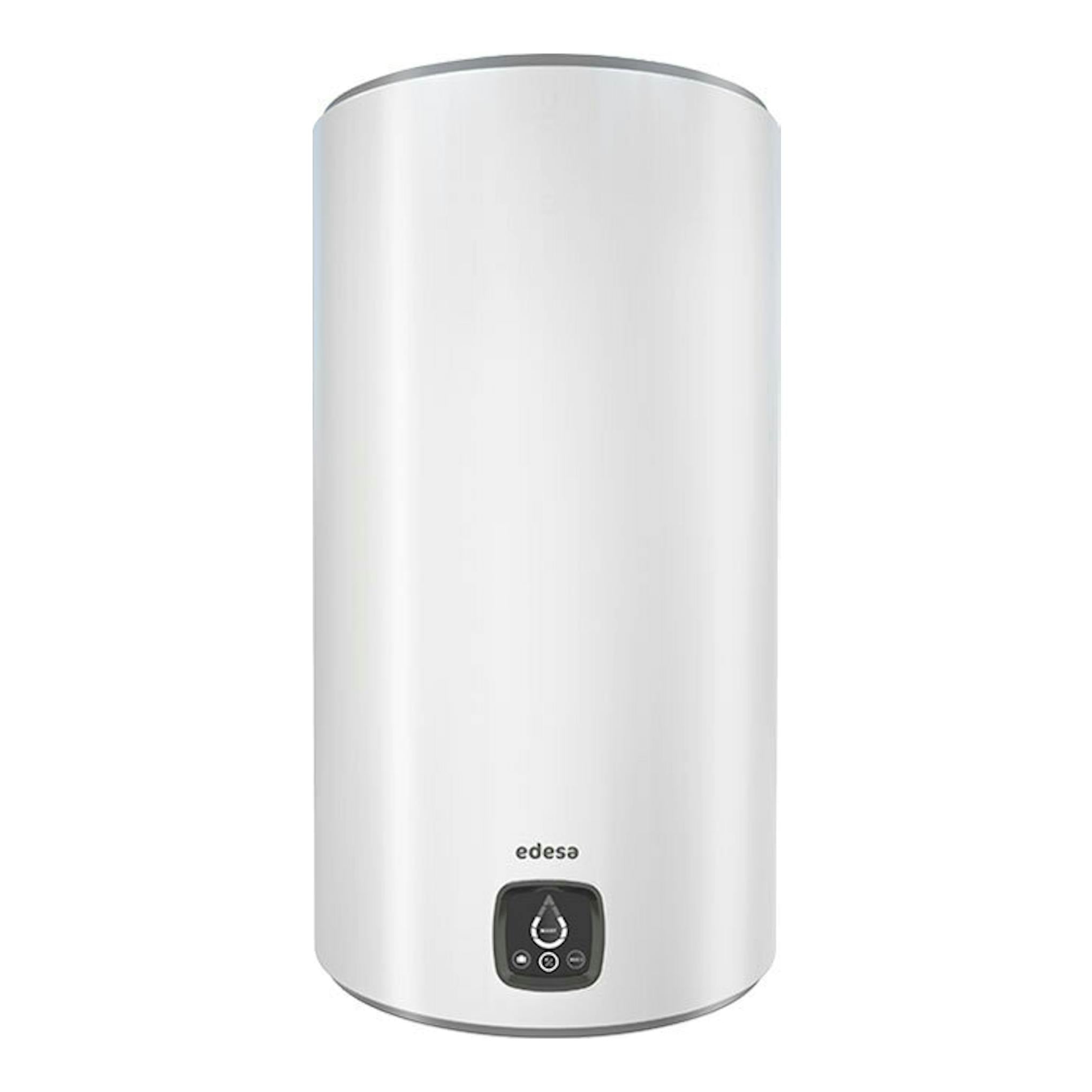 Termo eléctrico Edesa Digital 2022 80L blanco, vista frontal, con panel de control en la parte inferior.