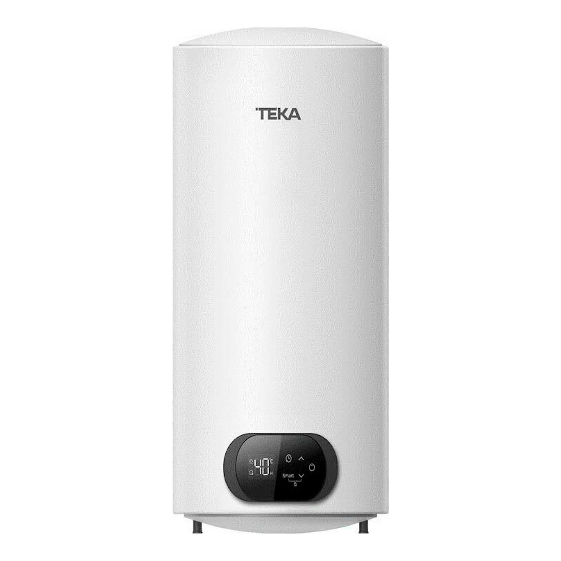 Termo Teka AQUA80 blanco, vista frontal, con panel digital negro en la parte inferior.