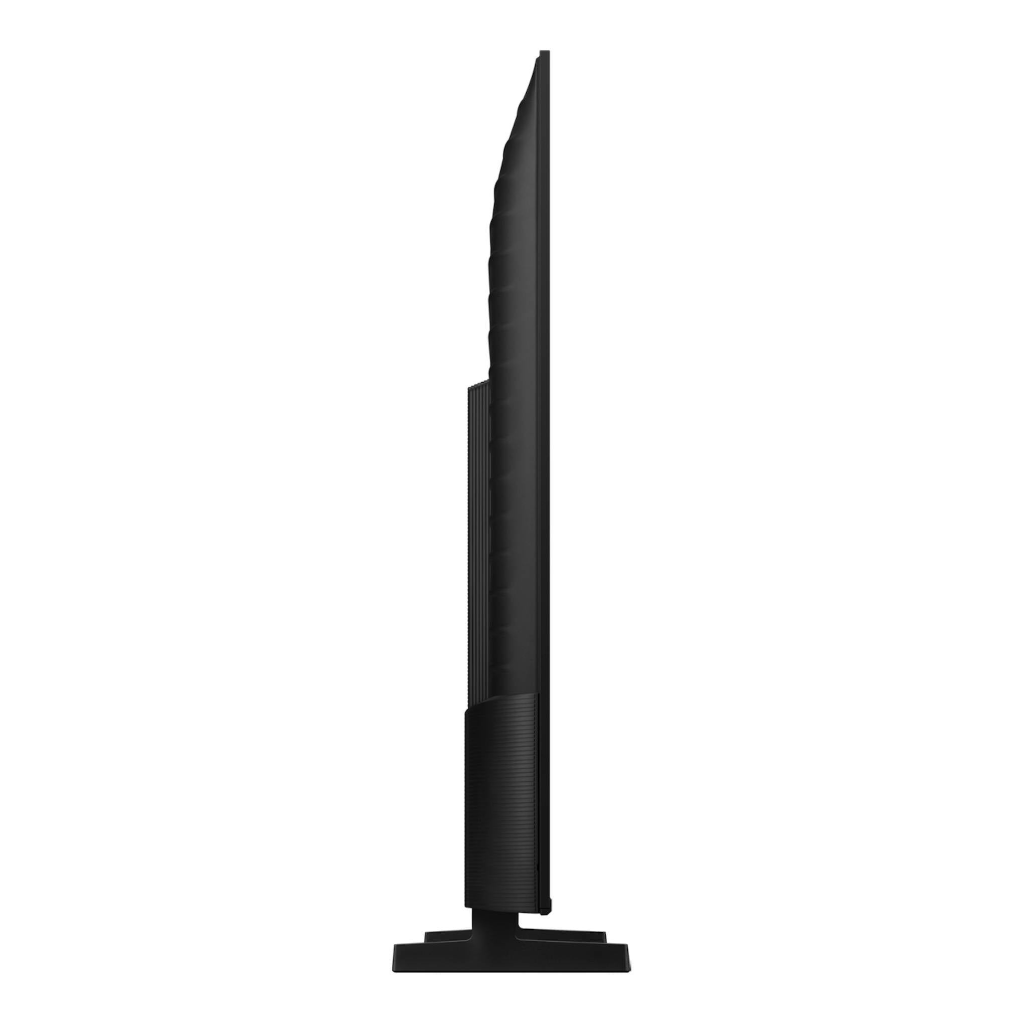 Samsung TU65U7005FKXXC, TV LED negra de perfil lateral con base rectangular.