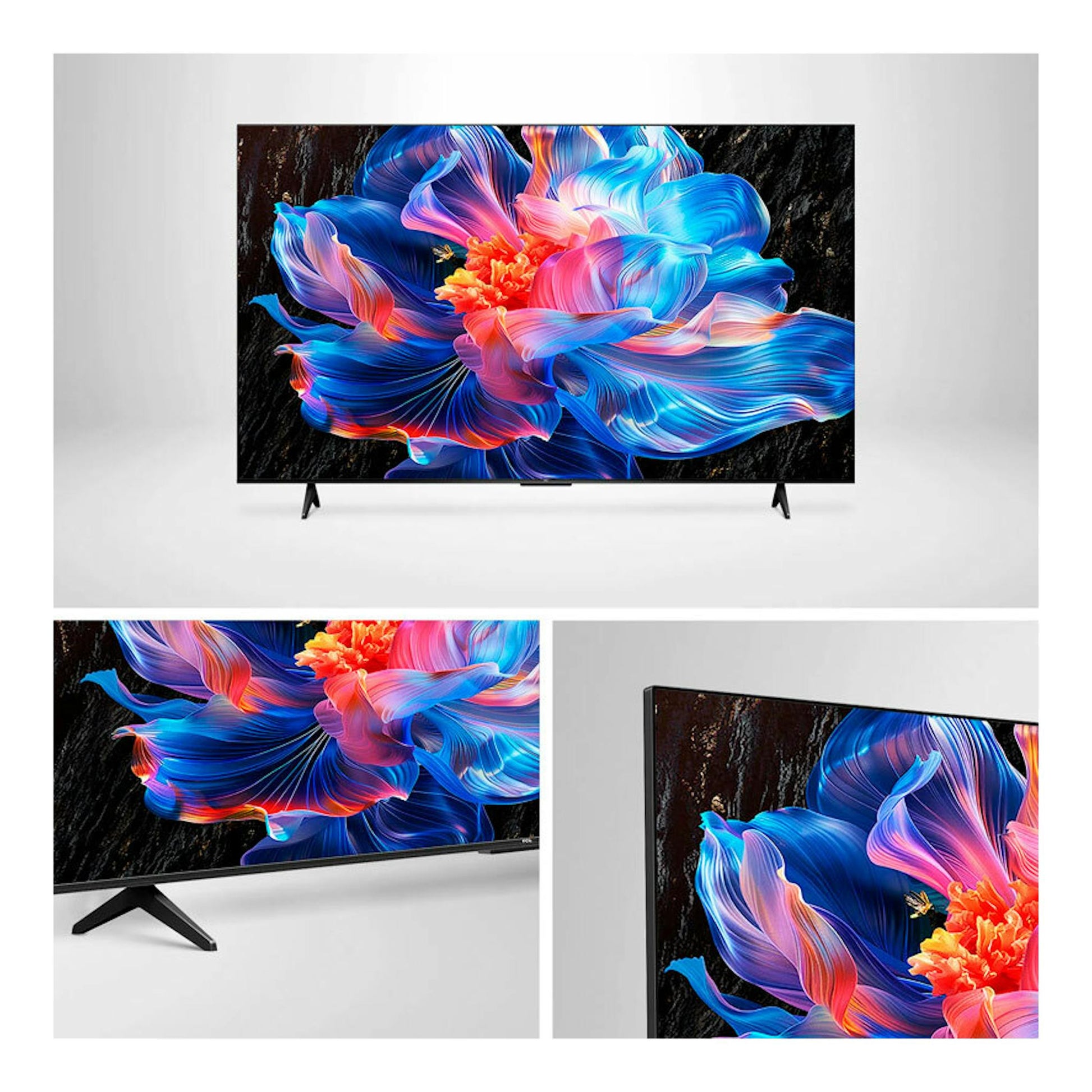 TV TCL 32S4K HD QLED de 32 pulgadas, vista frontal sobre fondo blanco, con base negra.