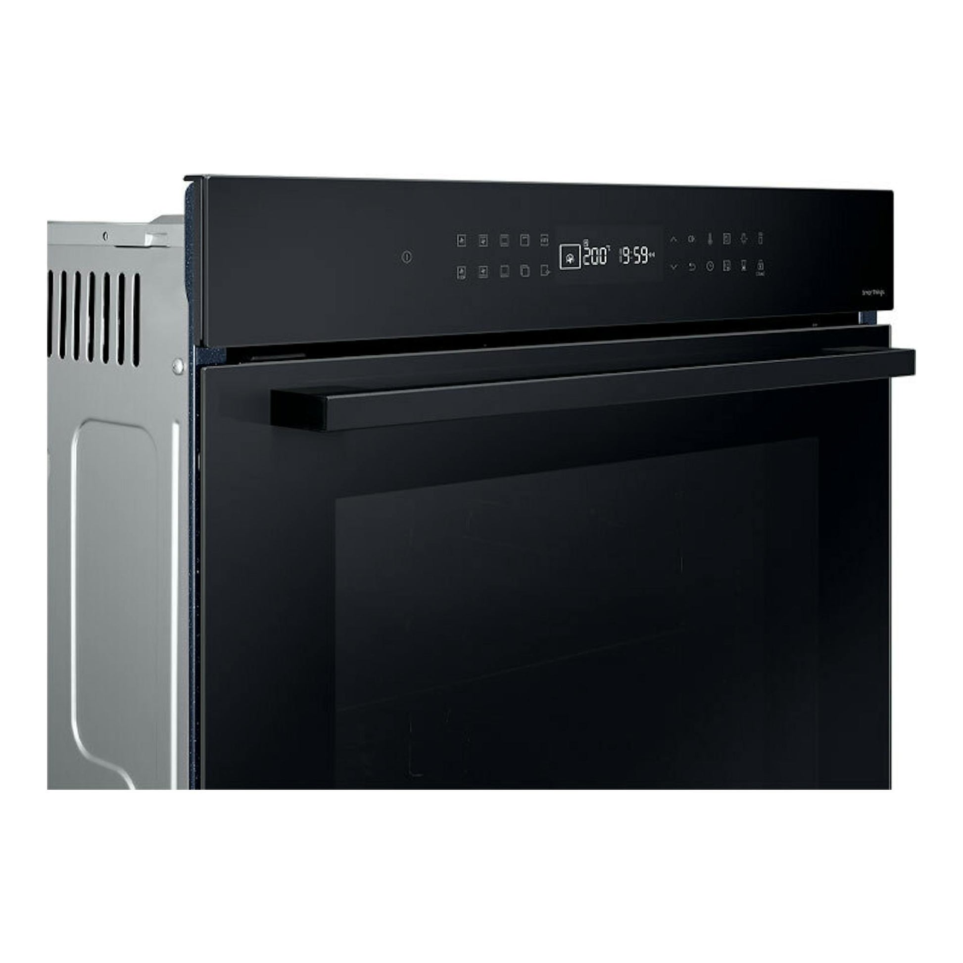 Horno empotrable Samsung NV7B40403CK/U1 negro, vista frontal en ángulo, con panel digital táctil.