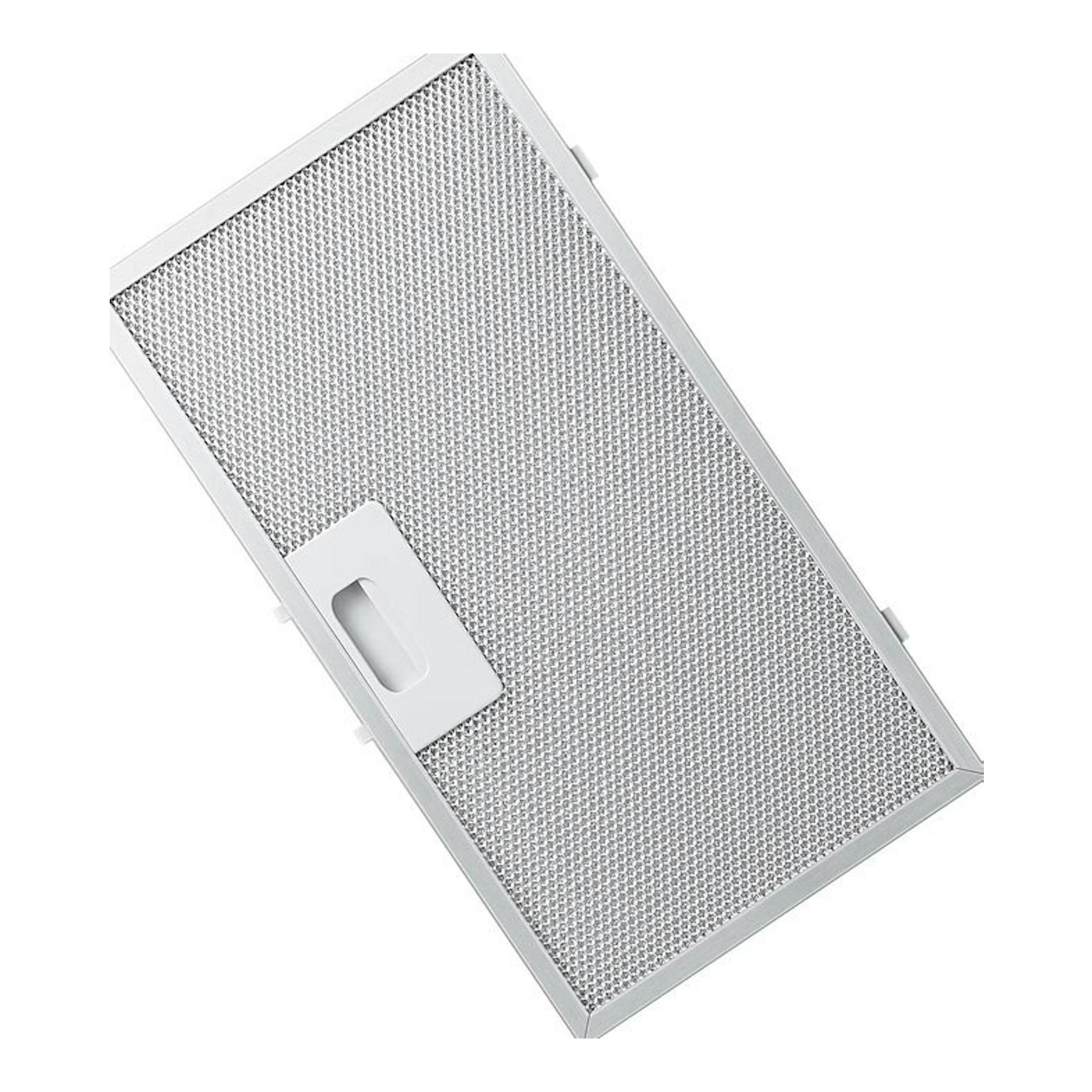 Filtro extractora Samsung NK52FG455CS/UR, rectangular plateado, visto en diagonal sobre fondo blanco.