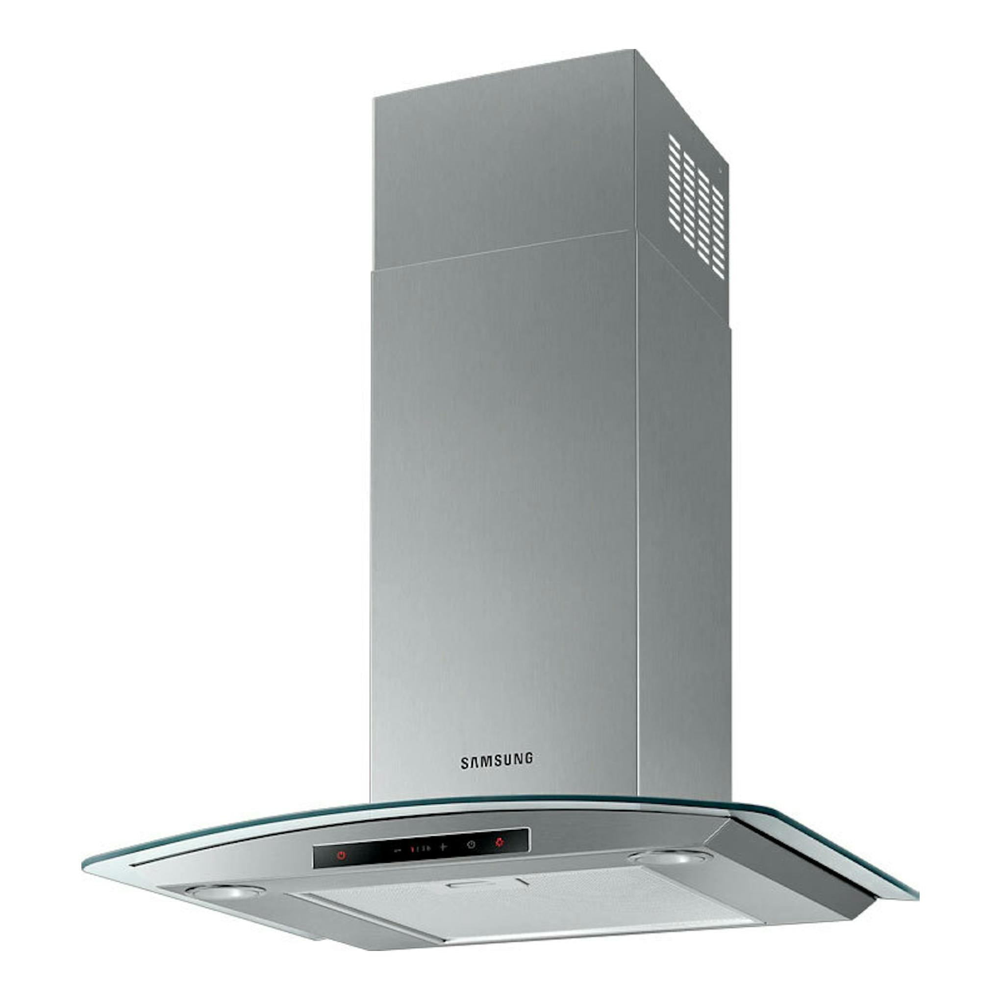 Campana decorativa Samsung NK24C5070DS/UR inox, vista frontal inclinada, de pared y 60 cm.