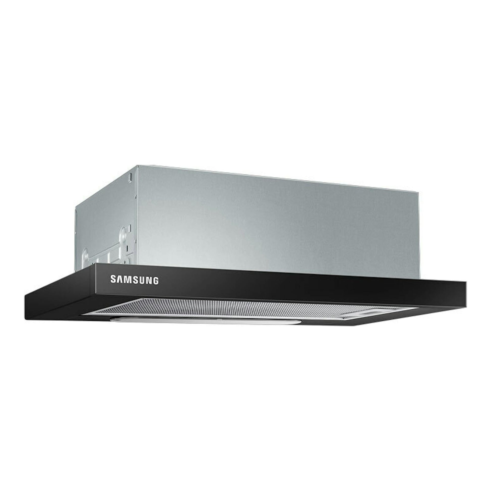 Campana telescópica Samsung NK24M1030IB/UR negra y plateada, vista frontal inferior.