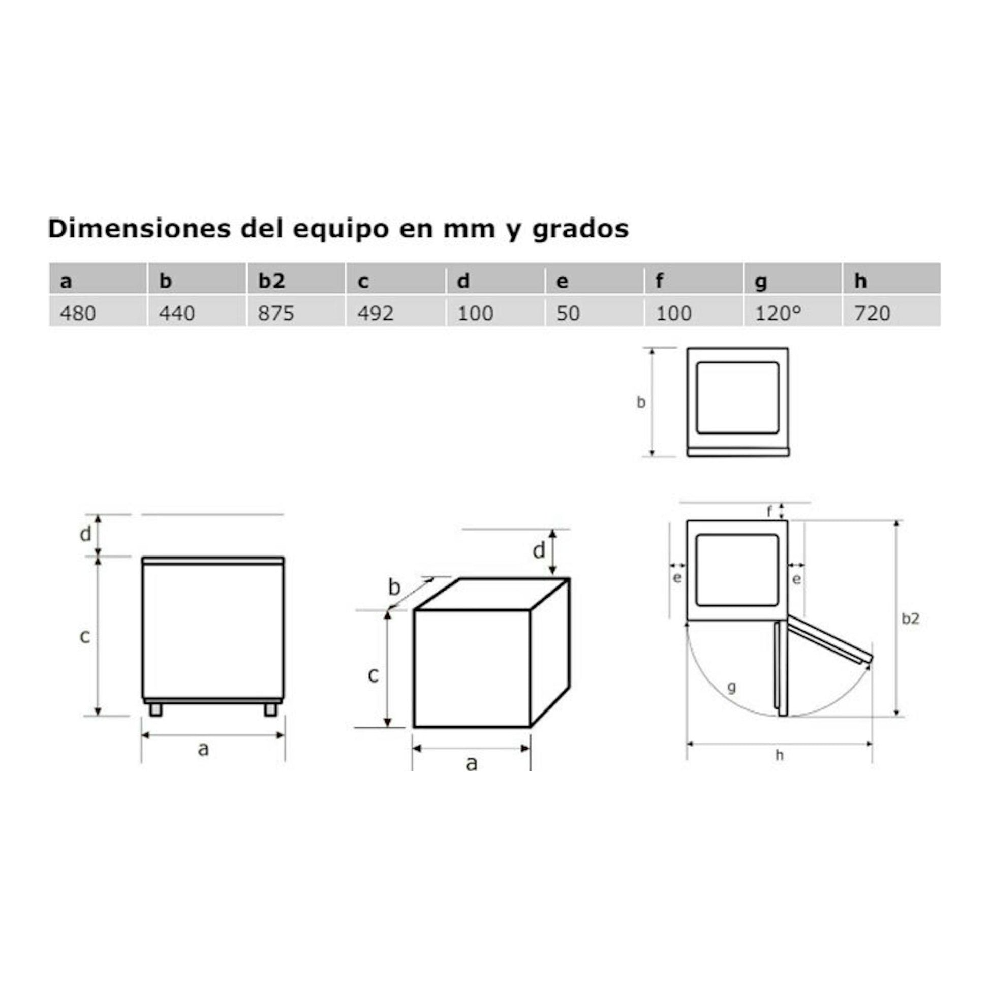 Diagrama técnico de la vinoteca Exquisit WS1-12-GT-030G negra, con vistas frontal, lateral y superior y medidas.