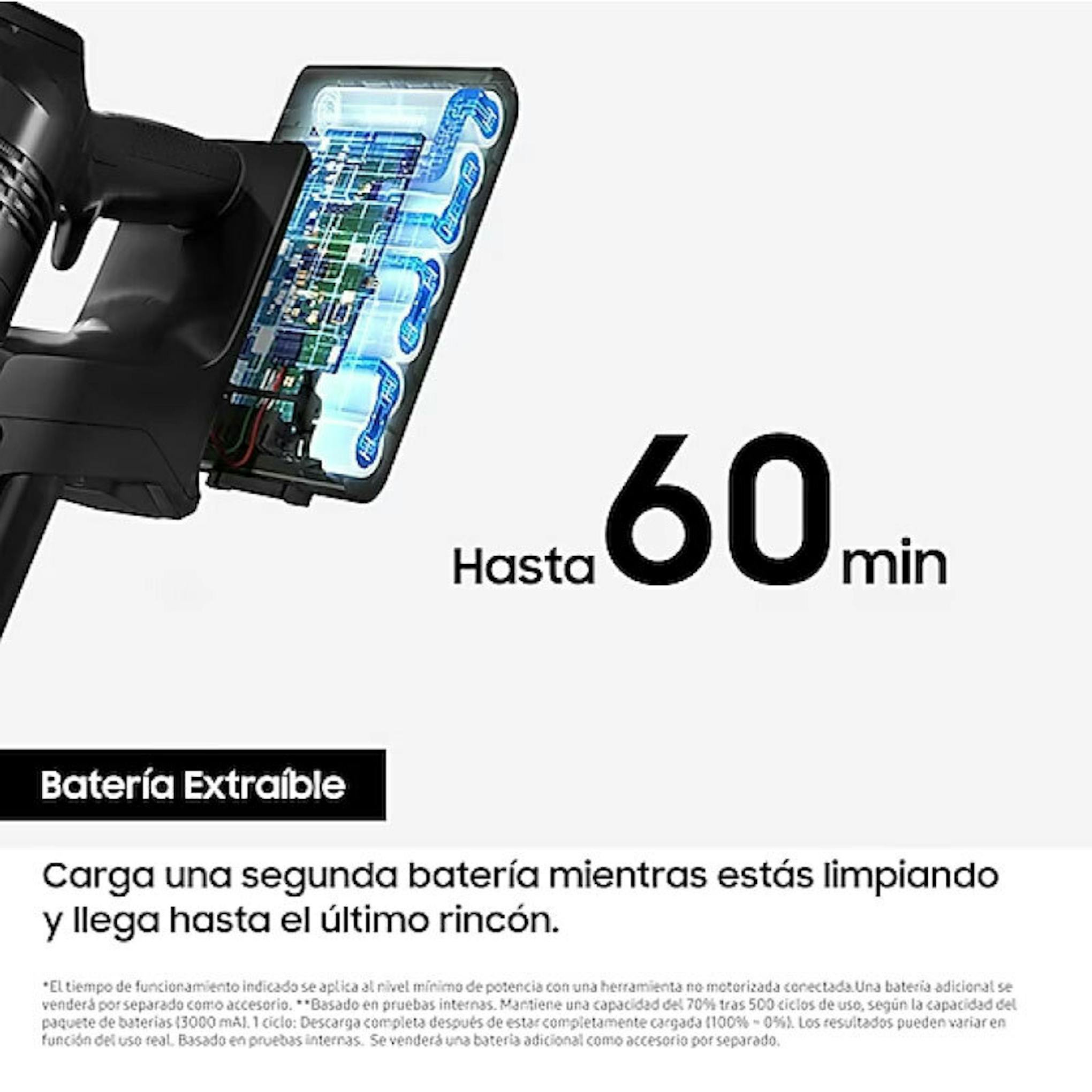Aspirador escoba Samsung VS20C8524TB/WA con batería extraíble y autonomía de hasta 60 min