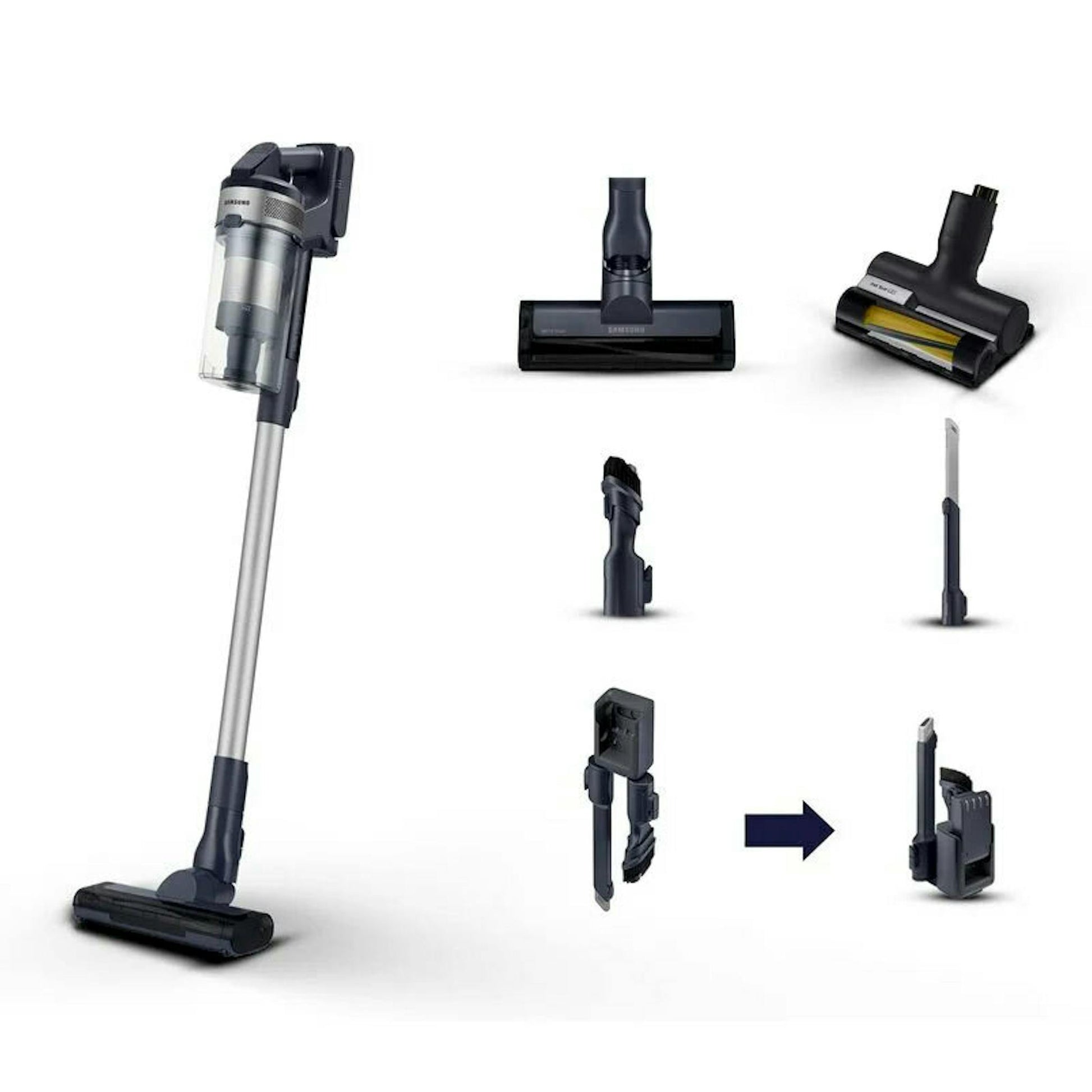 Aspirador sin cable Samsung VS15A60AGR5/WA con accesorios y boquillas